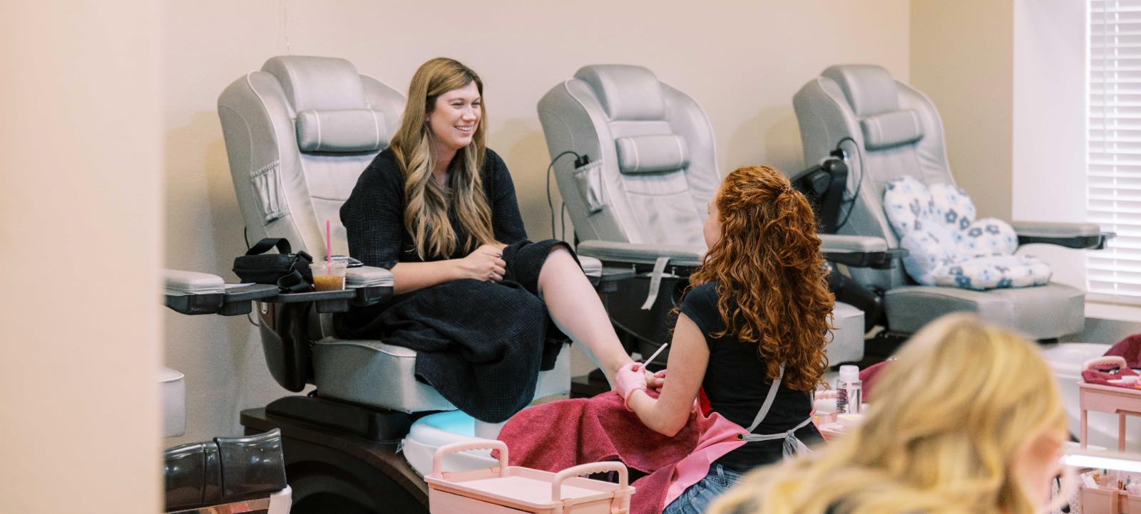 Luxury pedicure chairs set up for relaxing spa pedicure services