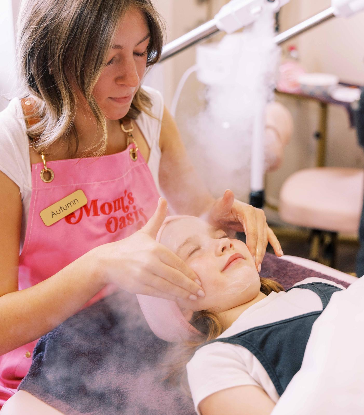 Professional tools arranged for a facial treatment in a spa setting